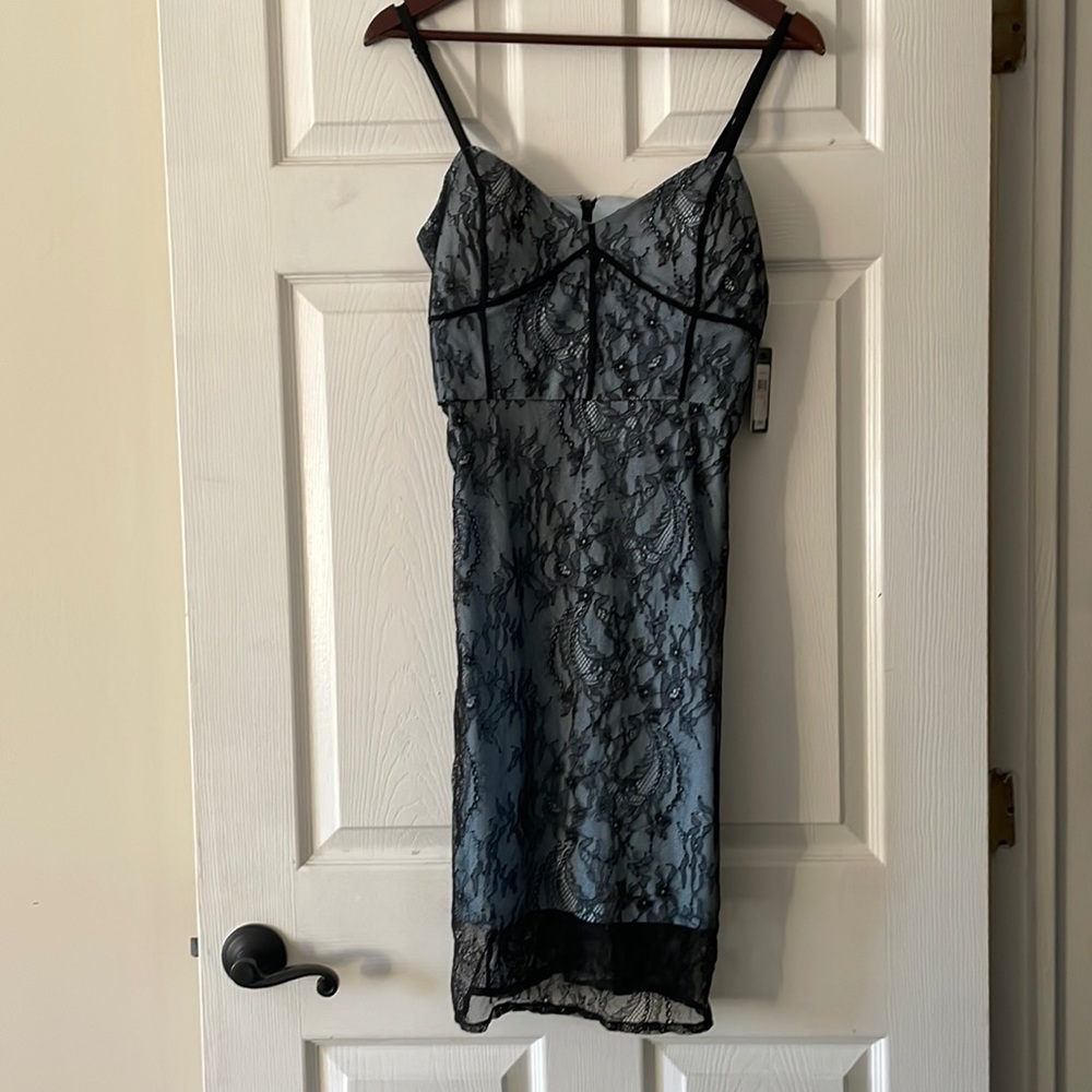 Lace light blue and black dress